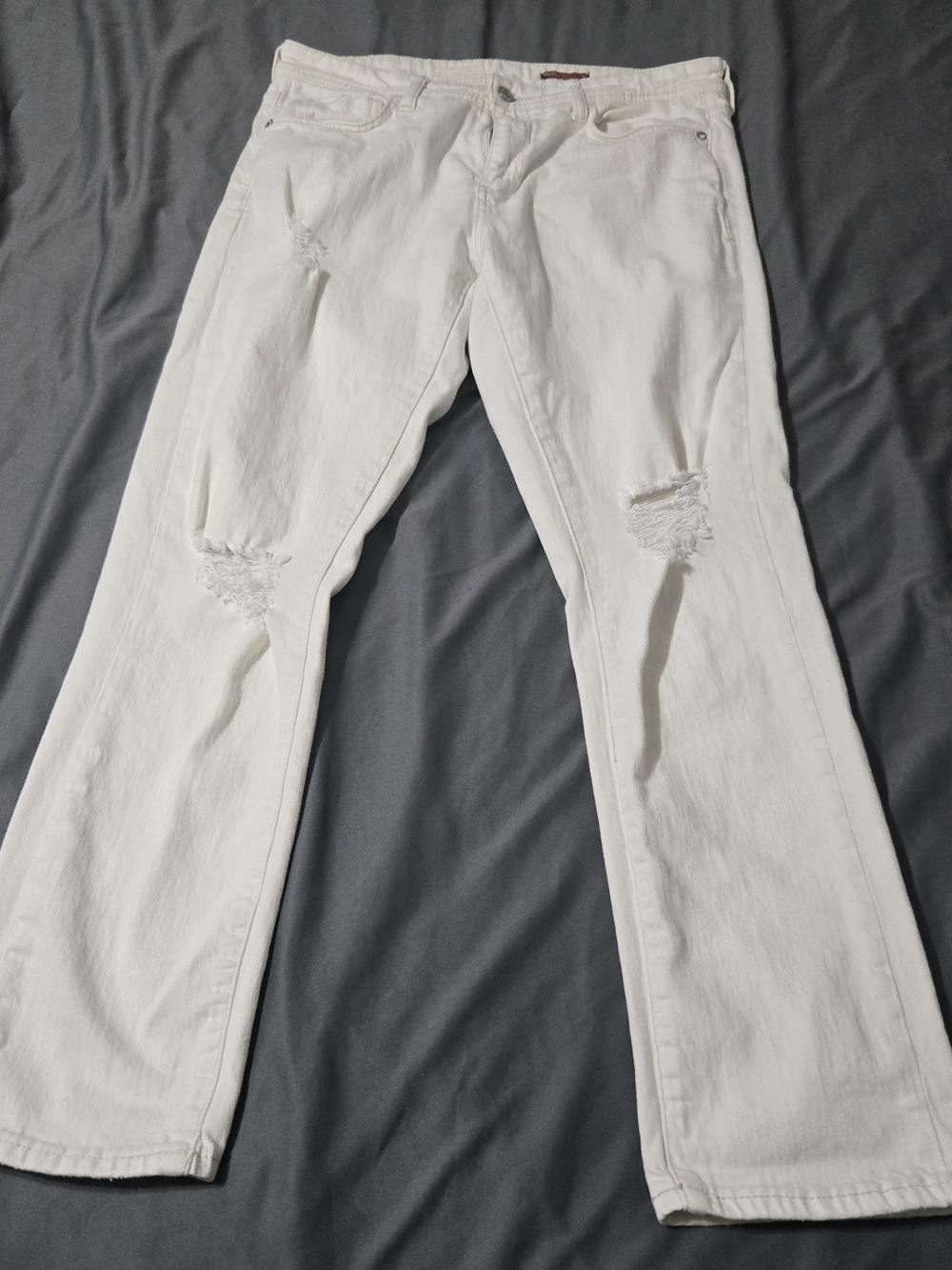 Pilcro and the Letterpress White Distressed Wide Leg Jeans Size 29 Anthropology